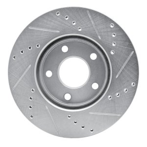 Chevrolet HHR Brake Rotor (1) - Front Left - R1 Concepts - Drilled & Slotted - Silver - `06-`11
